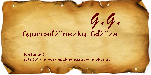 Gyurcsánszky Géza névjegykártya